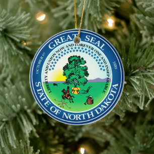 State seal of North Dakota Ceramic Tree Decoration