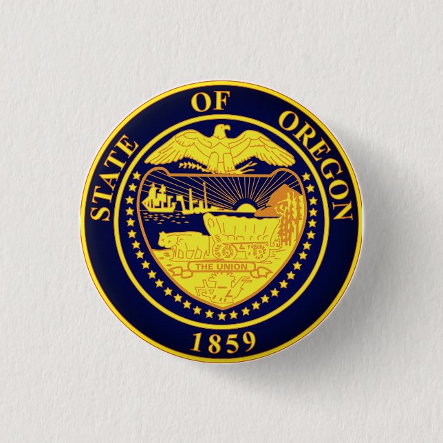 State Seal of Oregon 3 Cm Round Badge (Front)