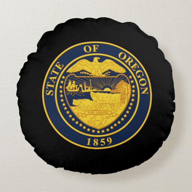 State seal of Oregon Round Cushion (Front)