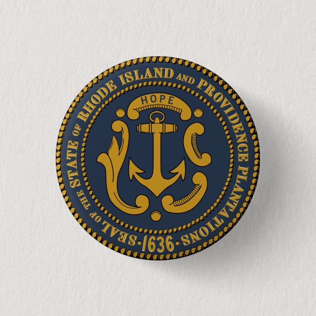 State Seal of Rhode Island 3 Cm Round Badge (Front)