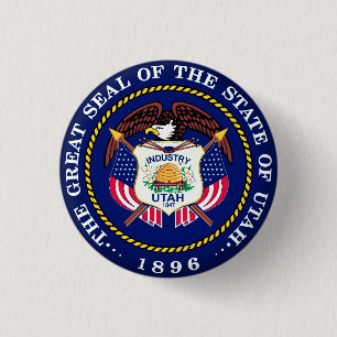State Seal of Utah 3 Cm Round Badge