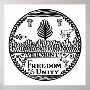 State Seal of Vermont in black and white T-Shirt Poster