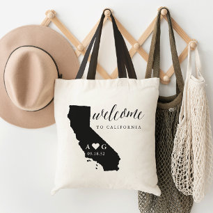 State Silhouette Wedding Welcome Tote California Bag