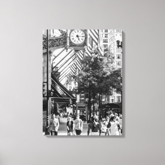 State St Scene| Black and White Portrait Canvas Print