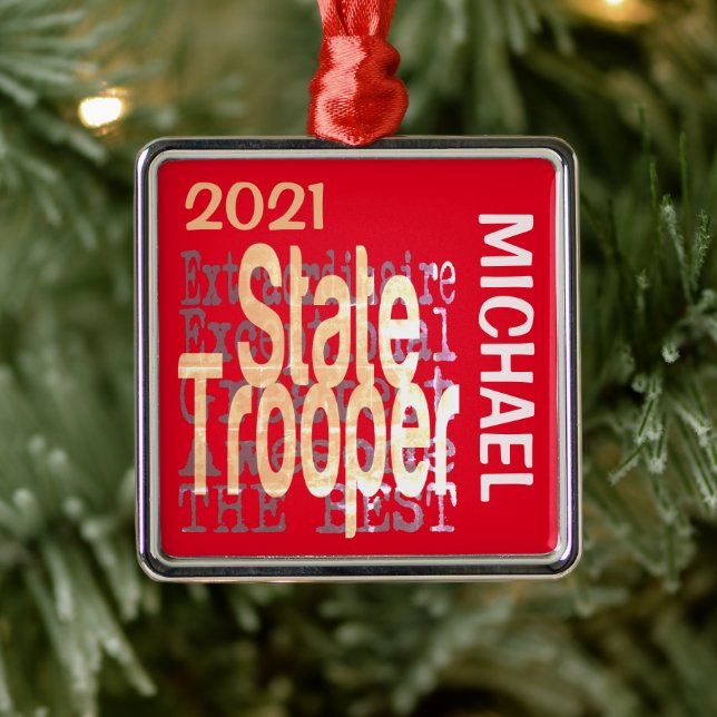 State Trooper Extraordinaire CUSTOM Metal Tree Decoration (Tree)
