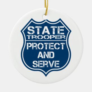 State Trooper Police Badge Protect and Serve Ceramic Tree Decoration