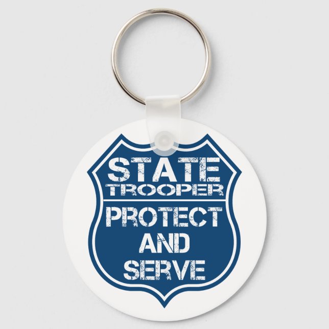 State Trooper Police Badge Protect and Serve Key Ring (Front)