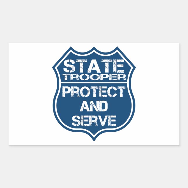 State Trooper Police Badge Protect and Serve Rectangular Sticker (Front)