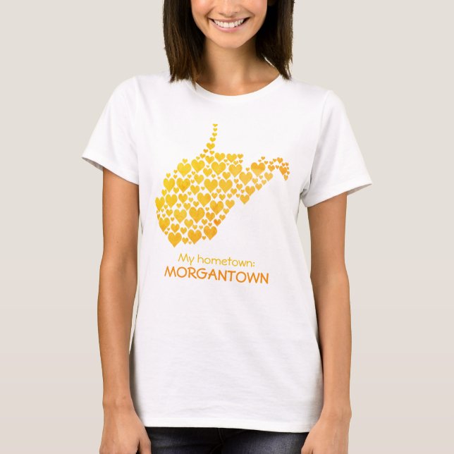 State West Virginia Silhouette Hearts & Hometown T-Shirt (Front)
