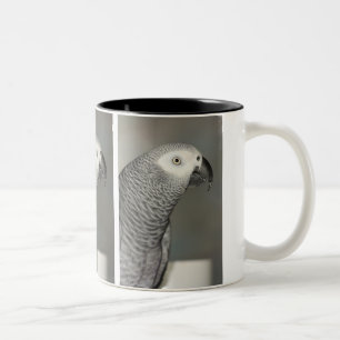 Stately African Grey Parrot Two-Tone Coffee Mug