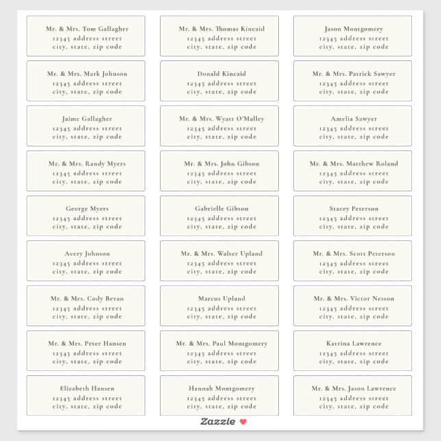 STATELY Black / Ecru Guest Address Labels (Sheet)