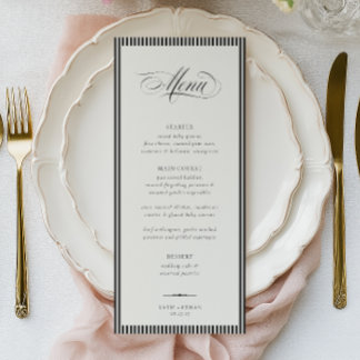 STATELY Calligraphy Stripes Wedding Menu