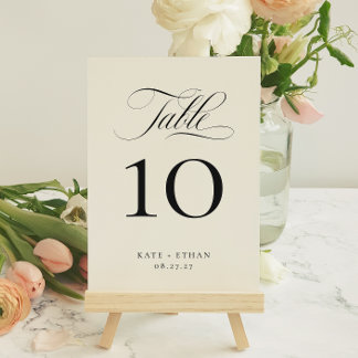 STATELY CALLIGRAPHY Table Number Card