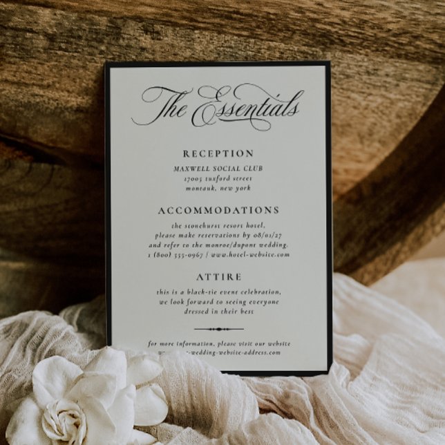 Stately Calligraphy Wedding Details Card (Creator Uploaded)