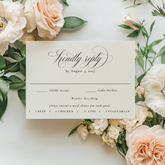 Stately Calligraphy Wedding Meal Choice RSVP Card