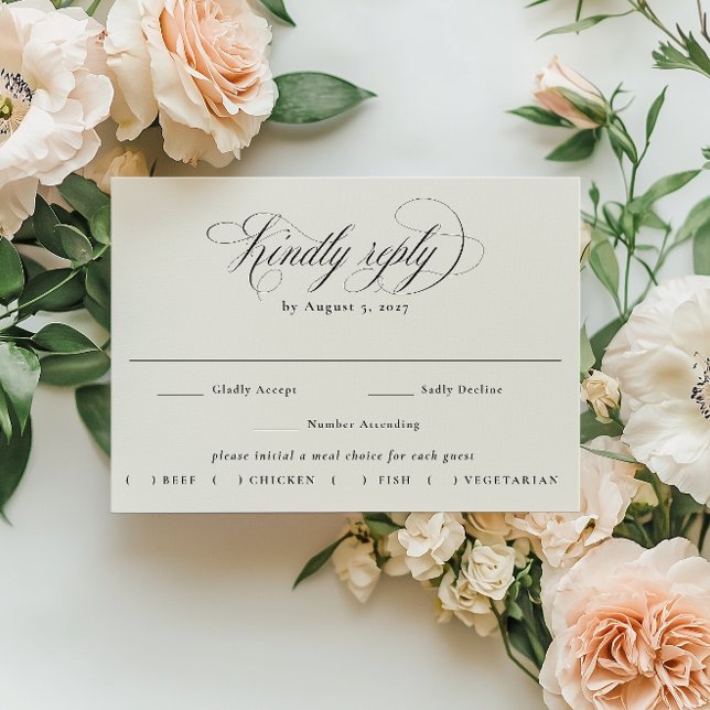 Stately Calligraphy Wedding Meal Choice RSVP Card (Creator Uploaded)