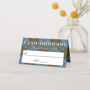 Stately Clan Anderson Tartan Motto Place Card