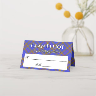 Stately Clan Elliot Eliott Tartan Motto Place Card