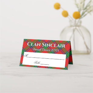 Stately Clan Sinclair Tartan Motto Place Card