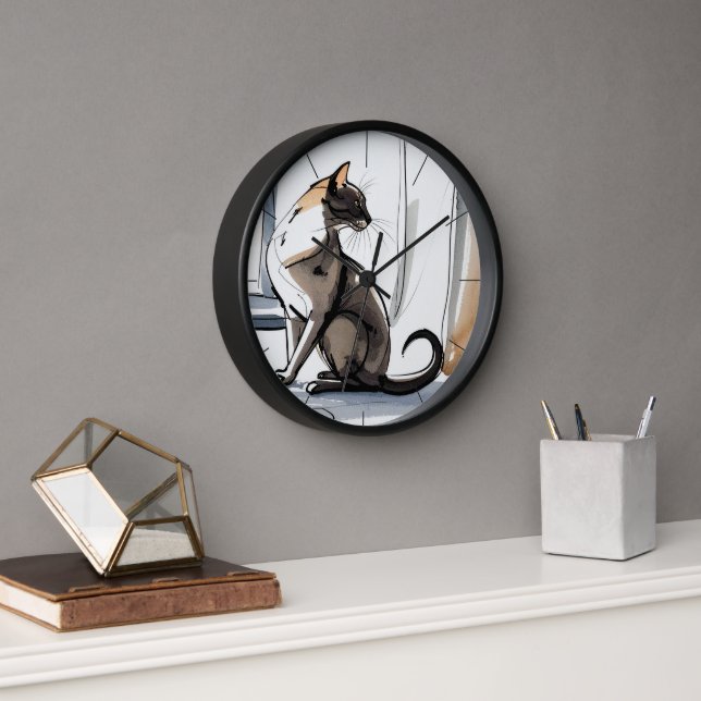 Stately Dignified Cat in the City Art  Clock (Office)