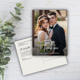 Stately Elegant Photo Wedding Thank You Postcard