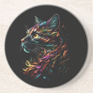 Stately Feline Profile  Coaster