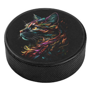 Stately Feline Profile  Hockey Puck