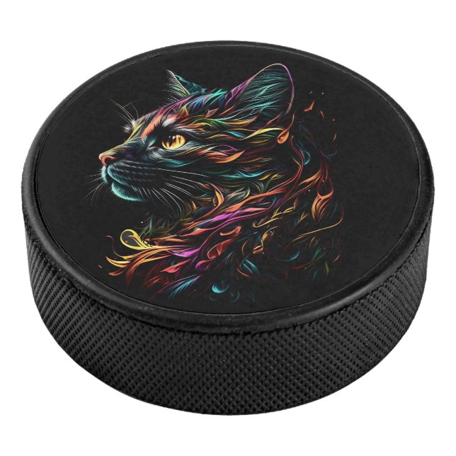 Stately Feline Profile  Hockey Puck (3/4)