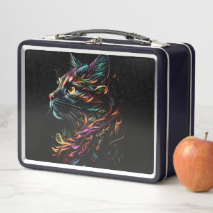 Stately Feline Profile Metal Lunch Box