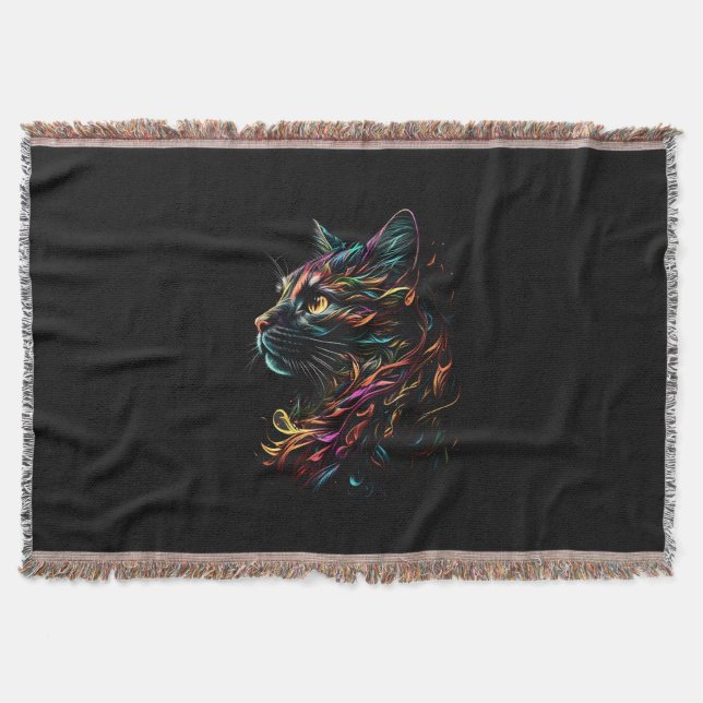 Stately Feline Profile  Throw Blanket (Front)