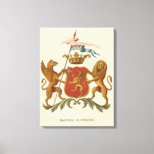 Stately Heraldic Badge with Griffin and Lion Canvas Print