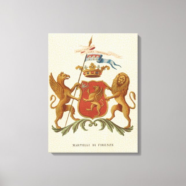 Stately Heraldic Badge with Griffin and Lion Canvas Print (Front)