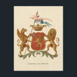 Stately Heraldic Badge with Griffin and Lion Postcard<br><div class="desc">This handsome heraldic badge features a griffin and a lion. The lion is holding a shield while the griffin holds a spear with Latin words that translate to "The Power of True Nobility." Show off your true nobility with this stately print!</div>