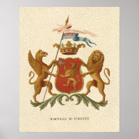 Stately Heraldic Badge with Griffin and Lion