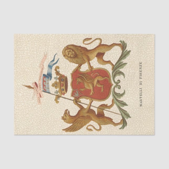 Stately Heraldic Badge with Griffin and Lion Tissue Paper (Front)