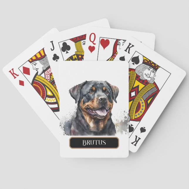 Stately Rottweiler  Dog Personalise Playing Cards (Back)