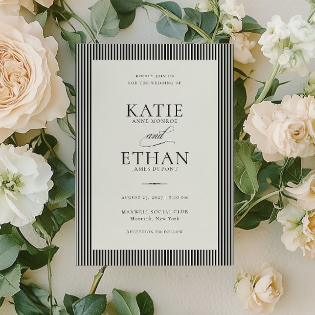 Stately Stripes Frame Wedding Invitation (Creator Uploaded)
