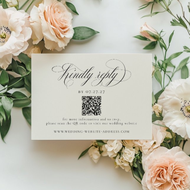 Stately Stripes Wedding QR Code RSVP Card (Creator Uploaded)