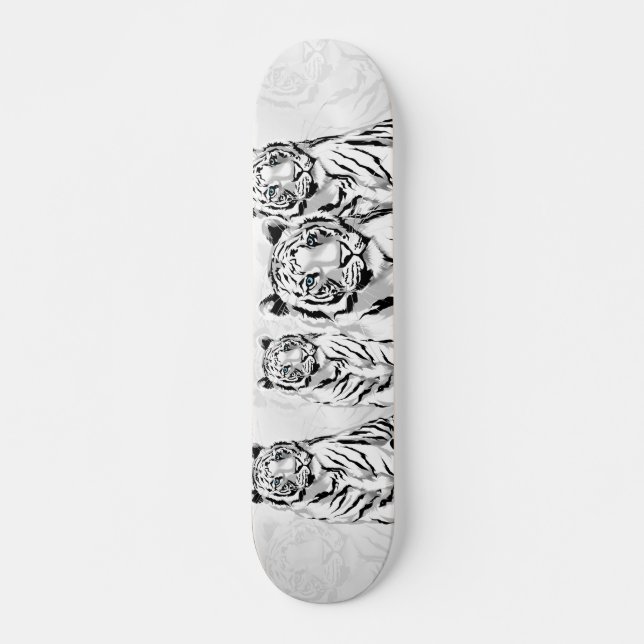 Stately White Tiger Skateboard (Front)
