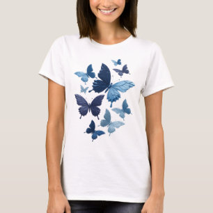 Statement Blue BUTTERFLIES Text Design T-Shirt