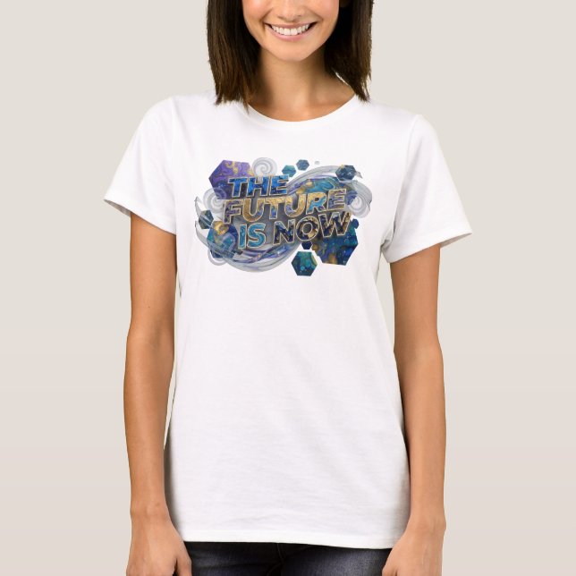 Statement Blue THE FUTURE IS NOW Wearable Art T-Shirt (Front)