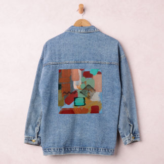 Statement Denim Jacket with Abstract Artwork