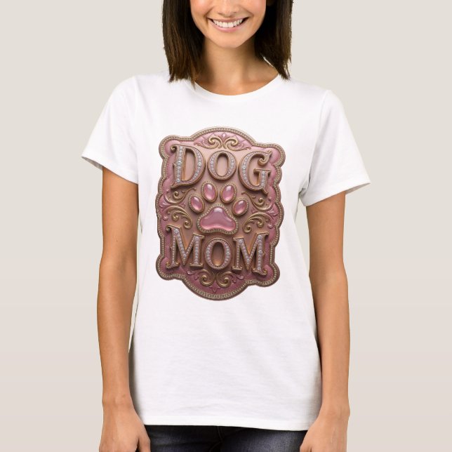 Statement Gold DOG MOM Statement Design T-Shirt (Front)