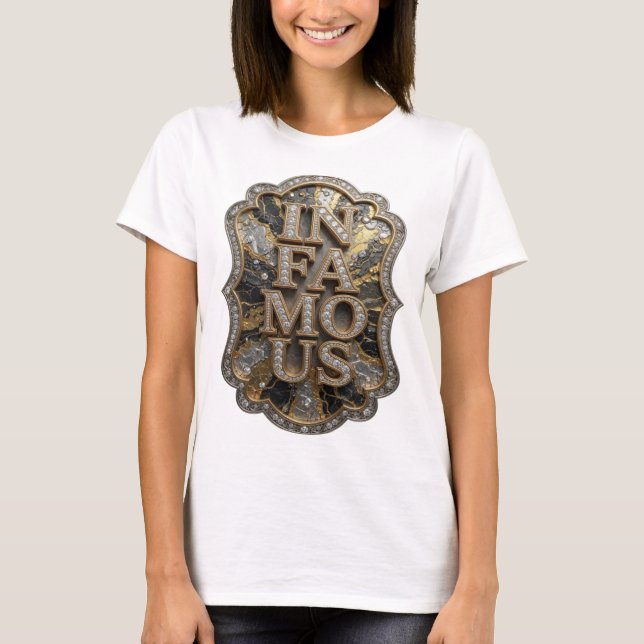 Statement Gold IN FAMOUS Graphic Design T-Shirt (Front)