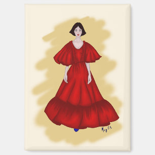 Statement Red Look with Dreamy Yellow Scene Magnet
