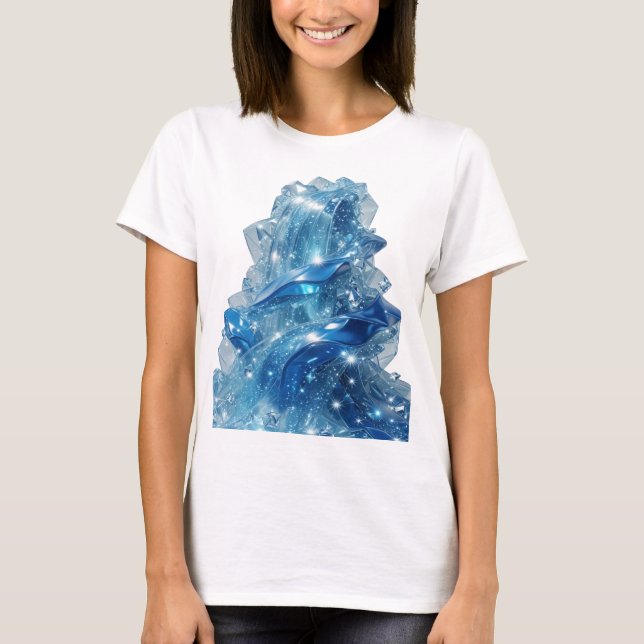 Statement Silver BLUE ICE WAVE 3D Text Art T-Shirt (Front)