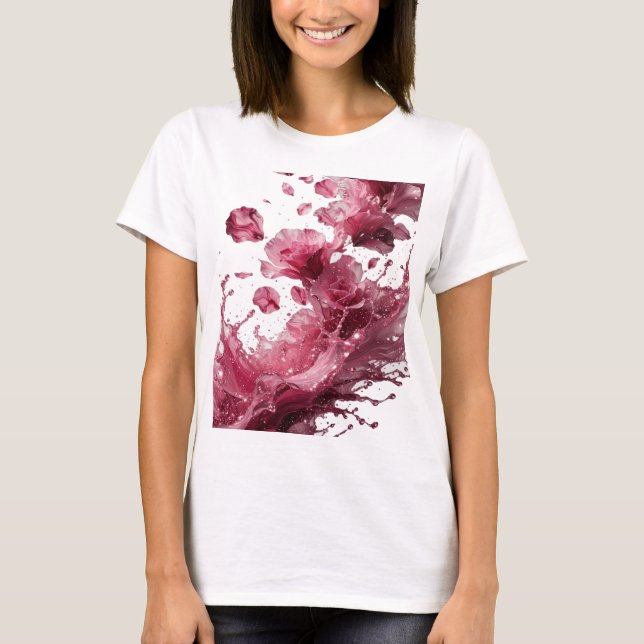 Statement Silver WATERFALLING ROSES Graphic Tee (Front)