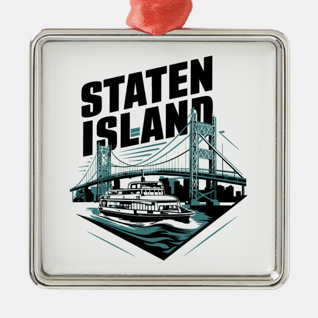 Staten Island New York Ferry Metal Tree Decoration (Front)