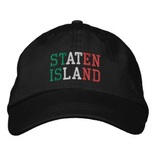 STATEN ISLAND NY Italian Colours Green White Red Embroidered Hat