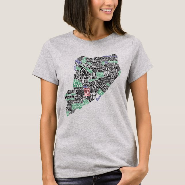 Staten Island NY Typography Map Tee (Front)